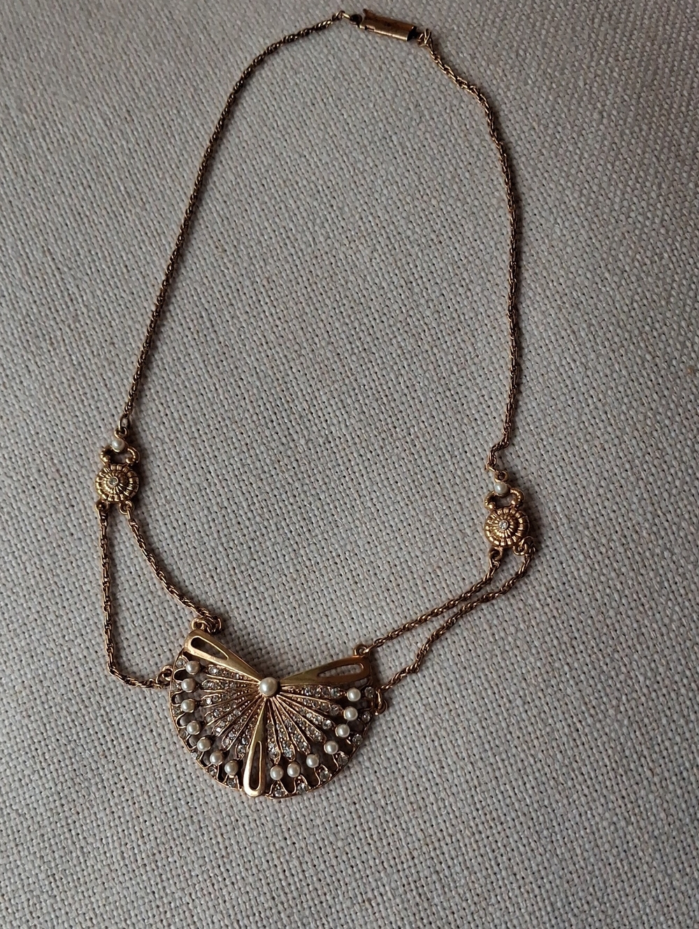 Victorian Pendant Necklace with Seed Pearl Accents